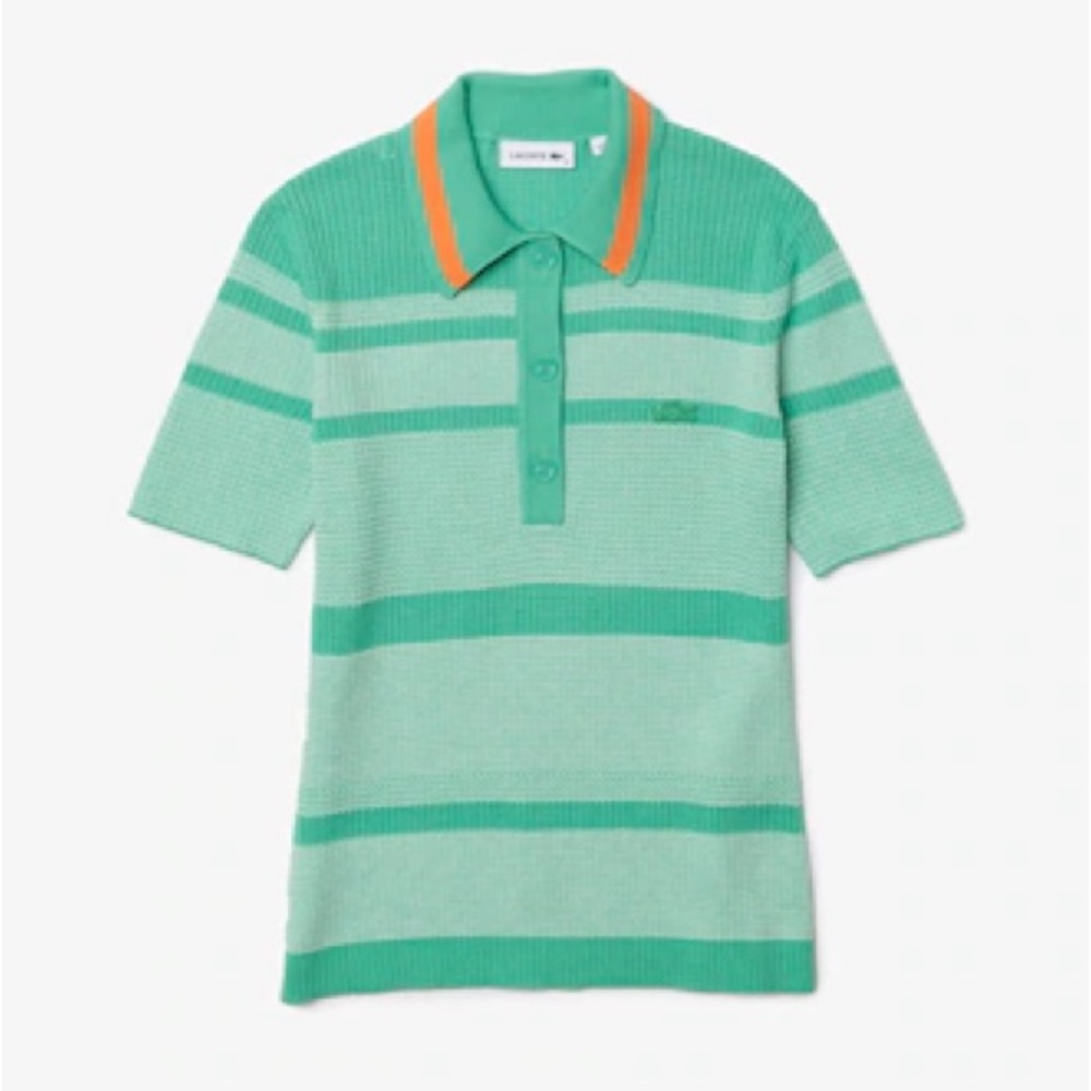 Lacoste Women’s Striped Knit Polo Sweater